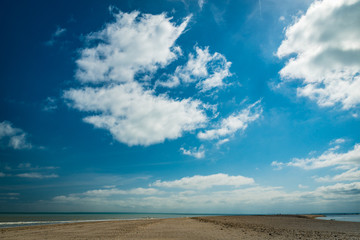 Sandbar at the beach of Cancale, Brittany, France