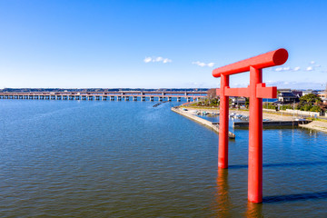 北浦の「西の一之鳥居」　鹿島神宮