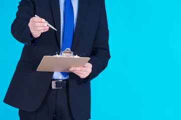 businessman with contract and pen prepared for signature
