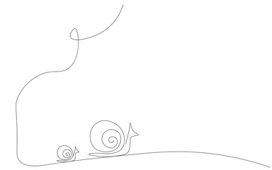 Forest background with animals snail. Vector illustration