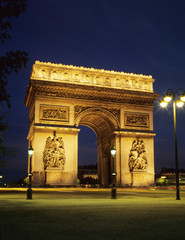 Fototapeta na wymiar France, Paris, Arc De Triumph illuminated at night