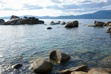 Scenic view to Tahoe Lake near Bonsai Rock, Nevada, USA