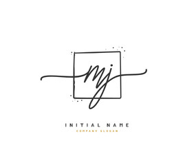 M J MJ  Beauty vector initial logo, handwriting logo of initial signature, wedding, fashion, jewerly, boutique, floral and botanical with creative template for any company or business.