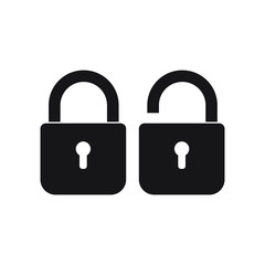 Padlock icon template. Black lock isolated on white background. Vector illustration.
