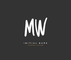 M W MW Beauty vector initial logo, handwriting logo of initial signature, wedding, fashion, jewerly, boutique, floral and botanical with creative template for any company or business.