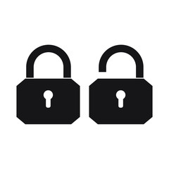 Padlock icon template. Black lock isolated on white background. Vector illustration.