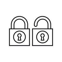Padlock icon template. Black lock isolated on white background. Vector illustration.