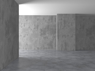 Dark concrete empty room. Modern architecture design