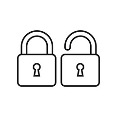 Padlock icon template. Black lock isolated on white background. Vector illustration.