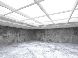 Dark concrete empty room. Modern architecture design
