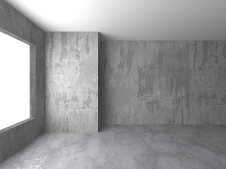 Dark concrete empty room. Modern architecture design
