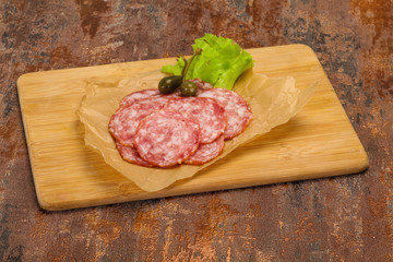 Spanish Salchichon sausage with salad