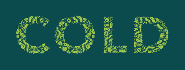green germs / bacteria spelling the word cold - Vector illustration