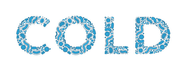 blue germs / bacteria spelling the word COLD - Vector illustration