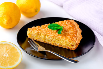 piece of lemon pie on a plate
