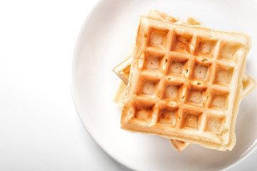Freshly prepared belgian waffles