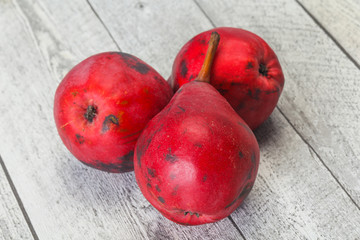 Ripe sweet red pear heap