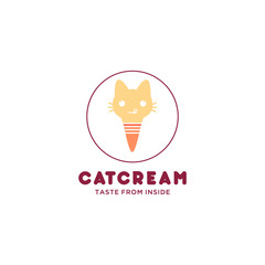 ABSTRACT ILLUSTRATION CAT ICE CREAM ICON LOGO DESIGN VECTOR FOR YOUR BUSINESS