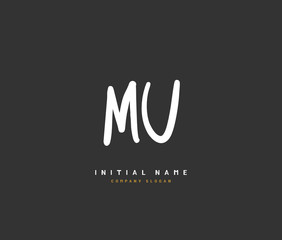 M U MU Beauty vector initial logo, handwriting logo of initial signature, wedding, fashion, jewerly, boutique, floral and botanical with creative template for any company or business.