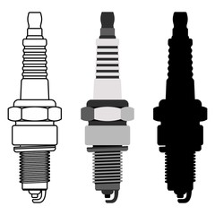 set of car spark plugs isolated on white background vector icon