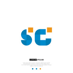 SC S C Logo Monogram with Blue and yellow Colors. modern letter logo design