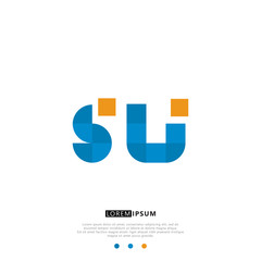 SU S U Logo Monogram with Blue and yellow Colors. modern letter logo design