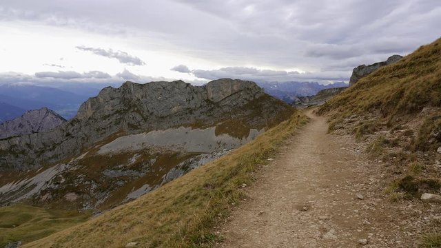 mountain path in the alps on the slopes of Rofanspitze in Tirol, Austria