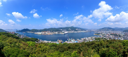 Fototapeta na wymiar 長崎港の風景　パノラマ
