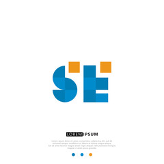 SE S E Logo Monogram with Blue and yellow Colors. modern letter logo design