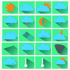 set of weather icons with clouds and sun