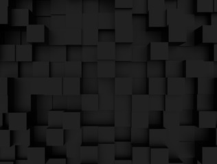 Black square abstract background in perspective, 3d Rendering