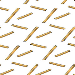 Fried potatoes. Seamless pattern. hand drawn vector illustration.  french fries. doodles or cartoon style.
