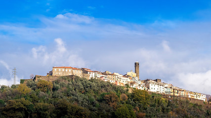 Fototapeta na wymiar Caprigliola near Aulla, Massa Carrara, Italy, medieval hilltop village in autumn sunshine. Lunigiana.