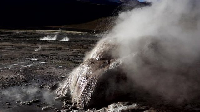 Detailed view of geyser fumarole in slow-mo