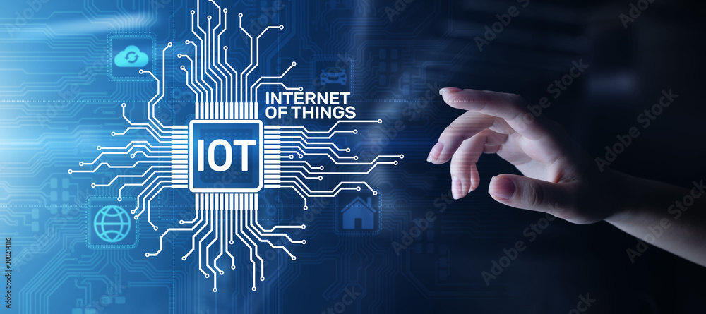 Wall mural iot internet of things digital transformation modern technology concept on virtual screen.