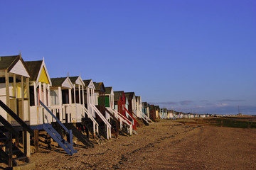 Thorpe Bay beach huts, Southend on Sea, Essex, England, United Kingdom