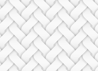 Vector seamless pattern of entwined curve bands. White texture illustration.
