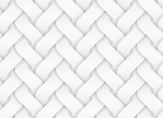 Stickers pour porte Noir et blanc géométrique moderne Modèle sans couture de vecteur de bandes courbes entrelacées. Illustration de texture blanche.