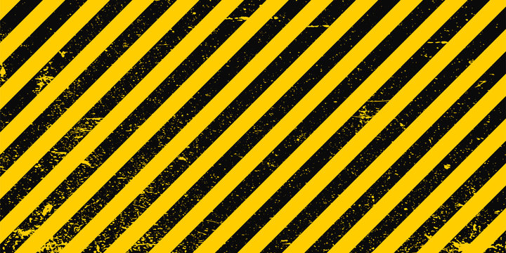 Industrial background warning frame grunge yellow black diagonal stripes, vector grunge texture warn caution, construction, safety background