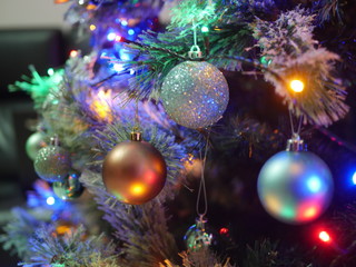 Obraz na płótnie Canvas Christmas Tree With Beautiful Decorations And Lighting 