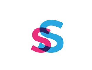 Intersected uppercase and lowercase letter S in blue pink color logo design