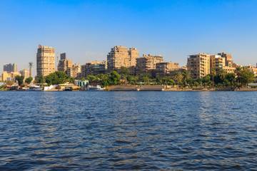 Fototapeta na wymiar View of the Cairo city and Nile river in Egypt