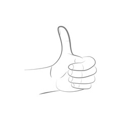 Thumbs up vector gesture illustration. Doodle drawing