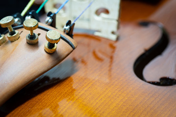 Obraz na płótnie Canvas Close up of wooden violin