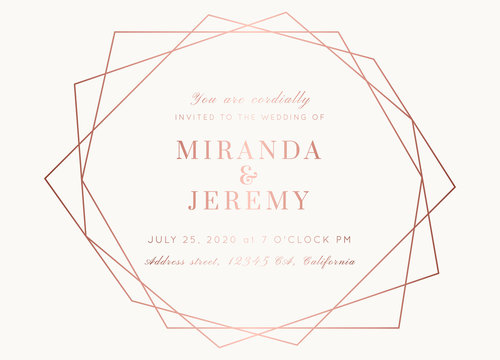 WEDDING Invitations Rose Gold Vector