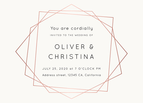 WEDDING Invitations Rose Gold Vector