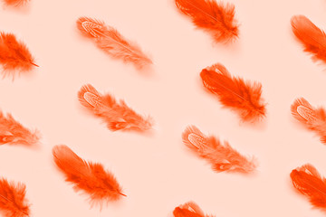 fluffy feathers pattern toned lush lava orange color
