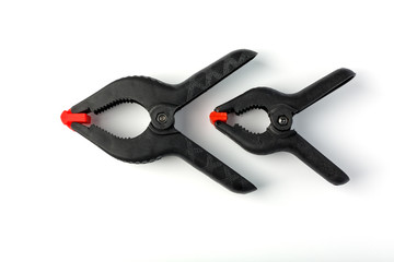 Obraz premium Set of spring clips on white background