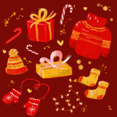 Obraz premium pattern set of gift boxes