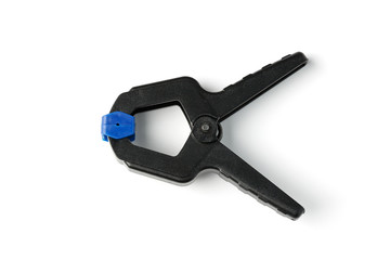 Set of spring clips on white background